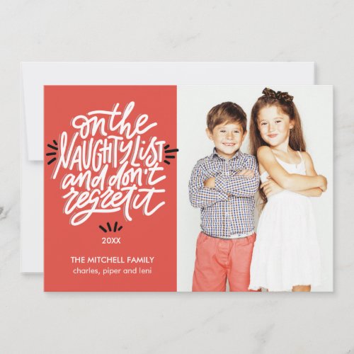 On the Naughty List  Funny Holiday Photo Cards