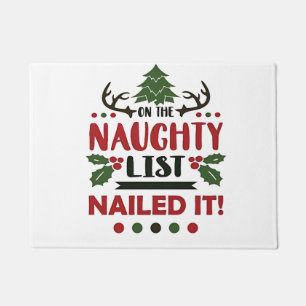 On The Naughty List Nailed It Funny Christmas Doormat