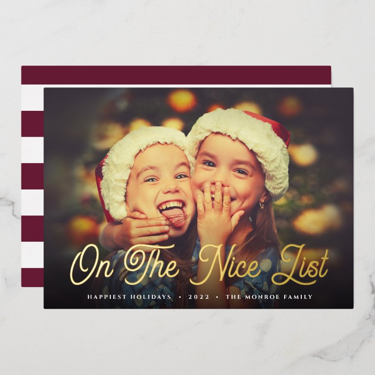 On the Nice List | Full Photo Foil Holiday Card