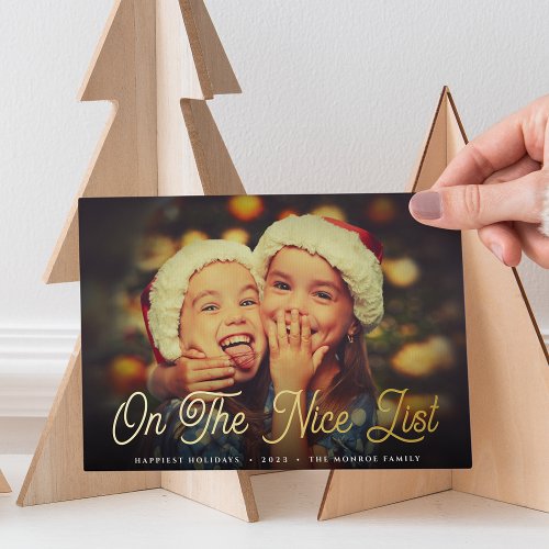 On the Nice List  Full Photo Foil Holiday Card