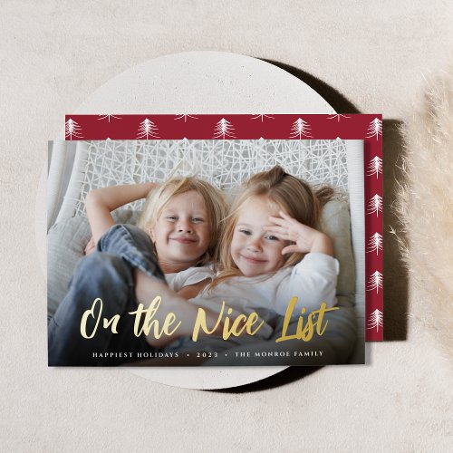 On the Nice List  Full Photo Foil Holiday Card