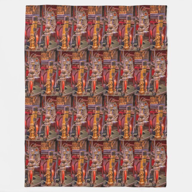 On The Old Firetruck Fleece Blanket (Front)