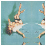 On the Phone - Vintage Pin Up Girl Fabric