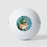 On The Phone - Vintage Pin Up Girl Golf Balls at Zazzle