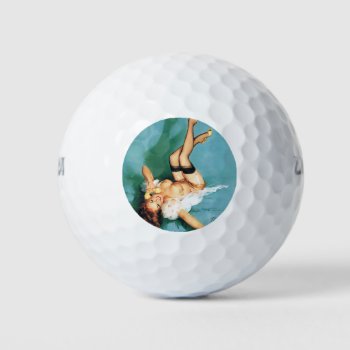 On The Phone - Vintage Pin Up Girl Golf Balls by PinUpGallery at Zazzle