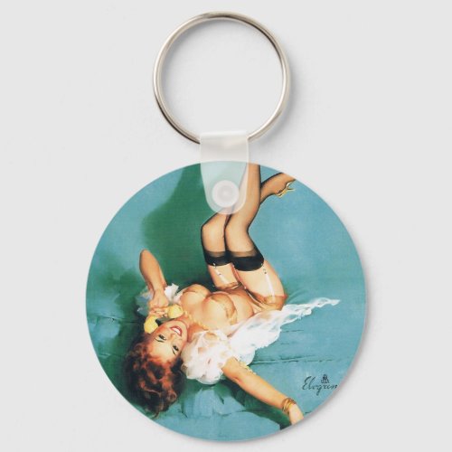 On the Phone _ Vintage Pin Up Girl Keychain