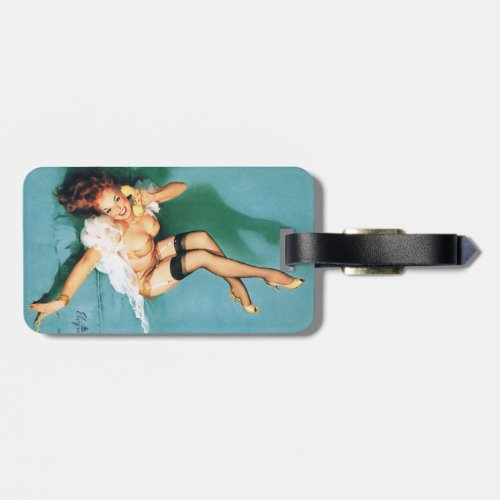 On the Phone _ Vintage Pin Up Girl Luggage Tag