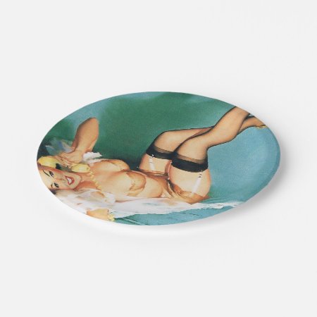 On The Phone - Vintage Pin Up Girl Paper Plates
