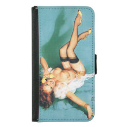 On the Phone - Vintage Pin Up Girl Samsung Galaxy S5 Wallet Case
