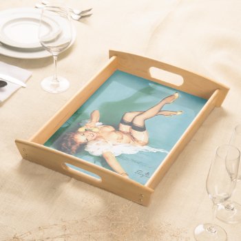 On The Phone - Vintage Pin Up Girl Serving Tray by PinUpGallery at Zazzle