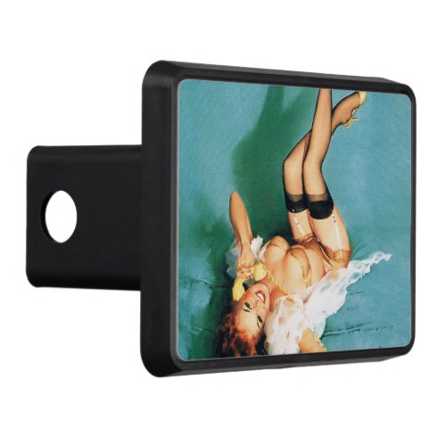 On the Phone _ Vintage Pin Up Girl Trailer Hitch Cover