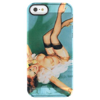 On The Phone - Vintage Pin Up Girl Clear Iphone Se/5/5s Case by PinUpGallery at Zazzle