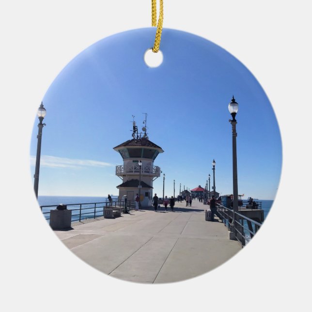 On the Pier, Huntington Beach, California Ceramic Ornament (Front)