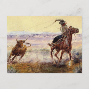 “On the Pond” by Charles M Russell Postcard