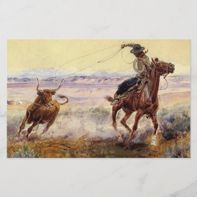 “On the Pond” by Charles M Russell Stationery (Front)