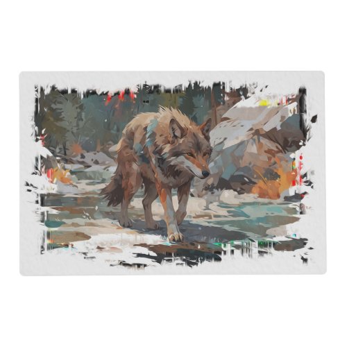 On The Prowl _ Wolf Art Placemat