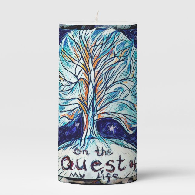 On the Quest of My Life Pillar Candle (Front)