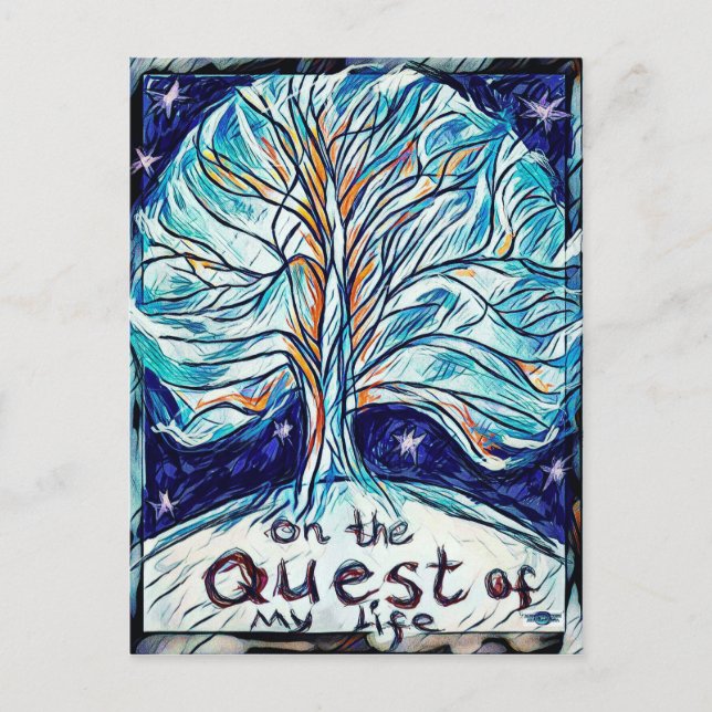 On the Quest of My Life - Tree - Stars Postcard (Front)
