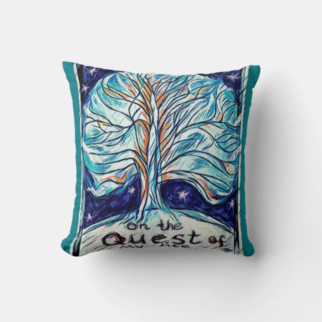 On the Quest of My Life - Tree - Stars. Throw Pillow (Front)