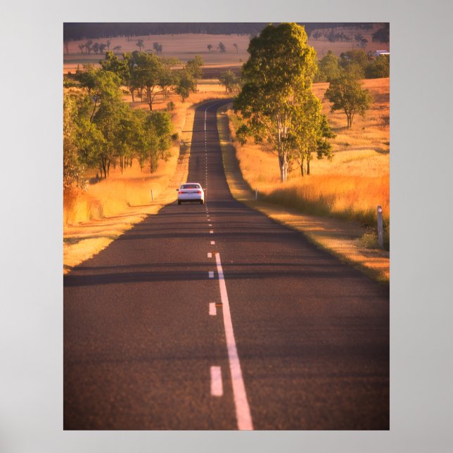 On the Road Again a Long Stretch of Road on a Wall Poster (Front)