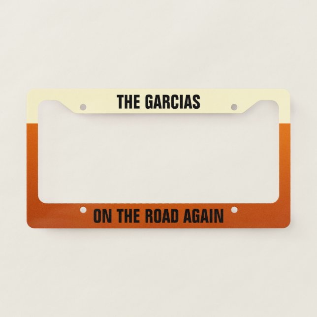 On the Road Again Family Name Template License Plate Frame (Front)