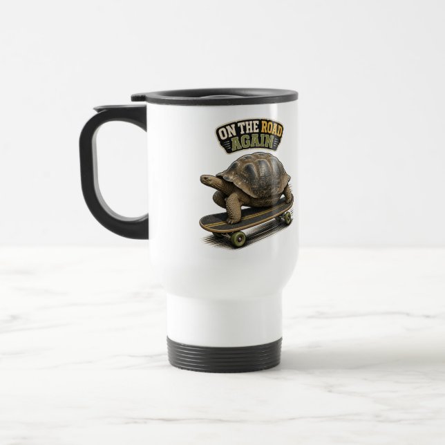 On The Road Again Tortoise Travel Mug (Left)