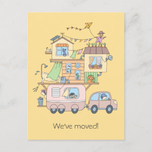 On the Road Family Camping Trailer - New Address Announcement Postcard