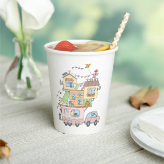 On the Road Family Camping Trailer Paper Cups