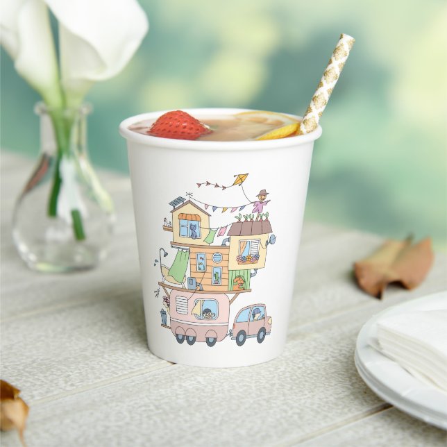 On the Road Family Camping Trailer Paper Cups (Insitu)