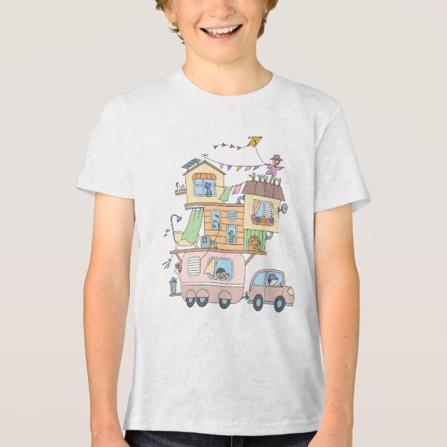On the Road Family Camping Trailer Tri-Blend Shirt (Front)