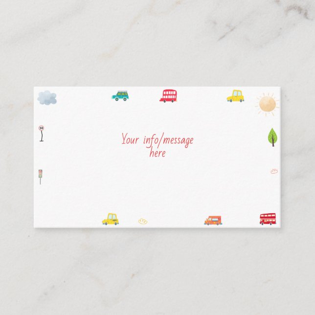 On the road happy vehicles boy birthday enclosure card (Front)