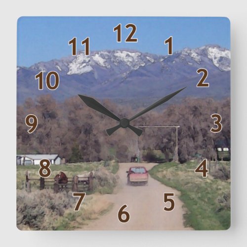 On the Road Home Square Wall Clock