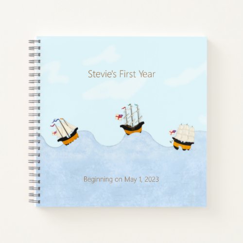 On the Rolling Sea Custom Kids  Baby Diary Notebook
