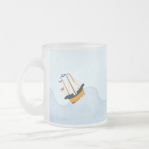 On the Rolling Sea Three British Ships on Cruise Frosted Glass Coffee Mug