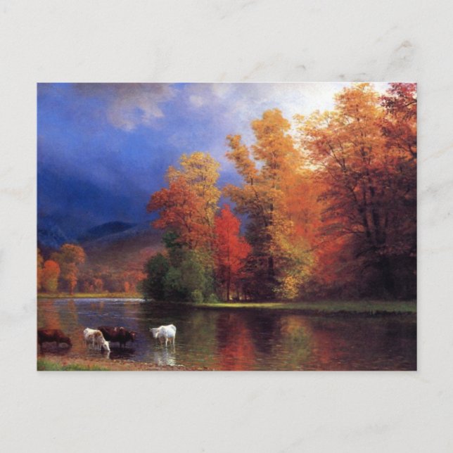 On the Saco - Albert  Bierstadt Postcard (Front)