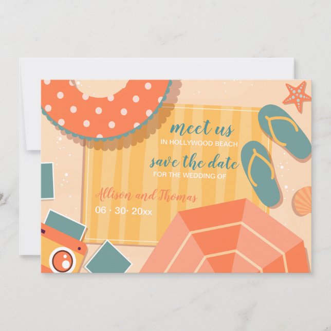 On the Sand Save the Date Announcement (Front)