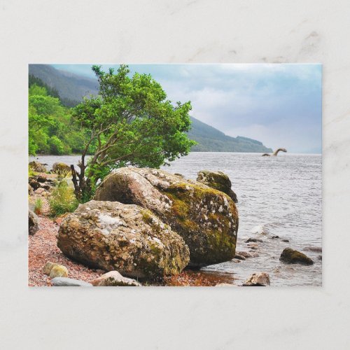 On the shores of Loch Ness with the monster Postcard