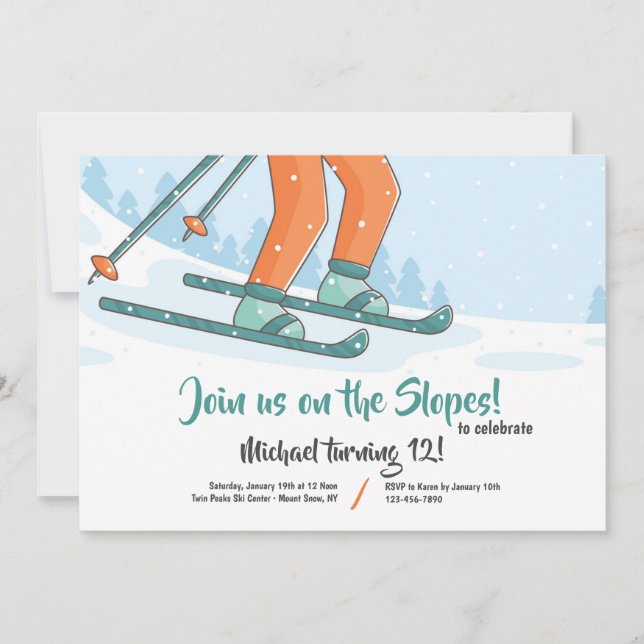 On the Slopes Skiing Invitation (Front)