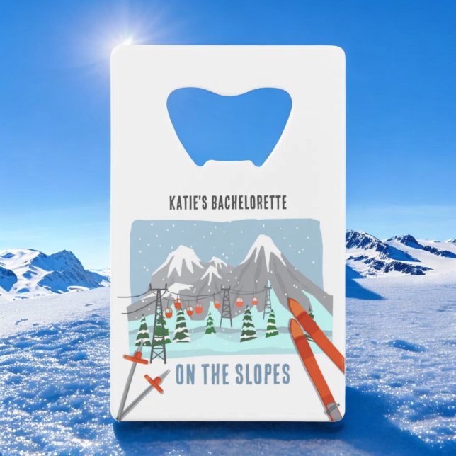 On The Slopes Snow Ski Bachelorette Favors Credit Card Bottle Opener (Creator Uploaded)