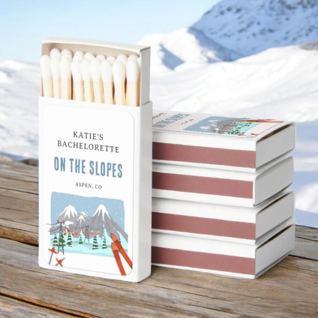 On The Slopes Snow Ski Bachelorette Weekend Favors Matchboxes (Creator Uploaded)