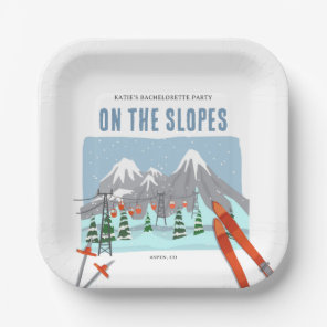 On The Slopes Snow Ski Bachelorette Weekend Paper Plates