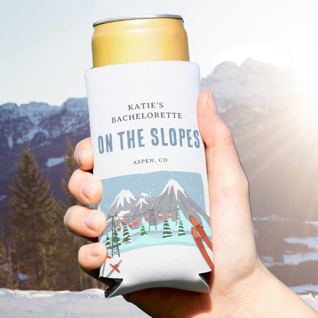 On The Slopes Snow Ski Bachelorette Weekend Seltzer Can Cooler (Creator Uploaded)