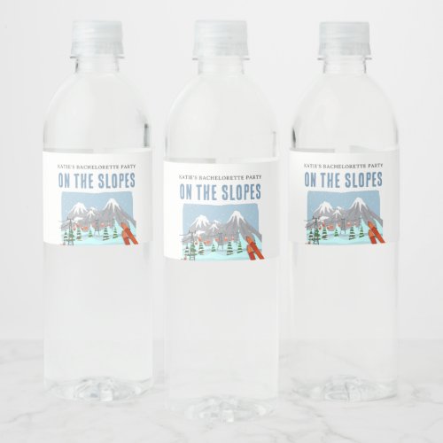 On The Slopes Snow Ski Bachelorette Weekend Water Bottle Label