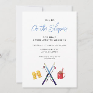 On the Slopes Winter Bachelorette weekend party Invitation