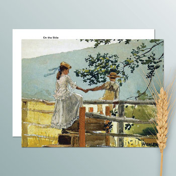 On The Stile Country Landscape Winslow Homer Postcard by mangomoonstudio at Zazzle