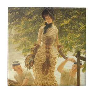 On The Thames by James Tissot, Vintage Realism Ceramic Tile