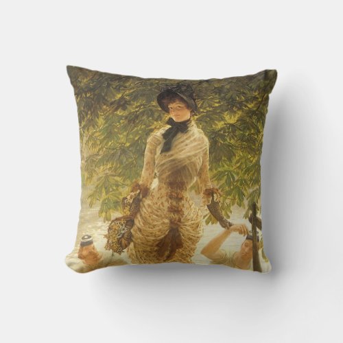 On The Thames by James Tissot Vintage Realism Throw Pillow