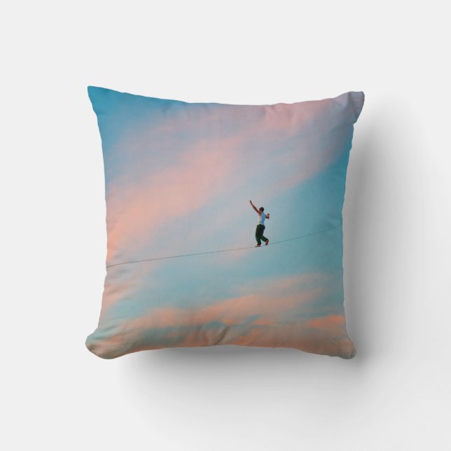 On the Tightrope Throw Pillow (Front)