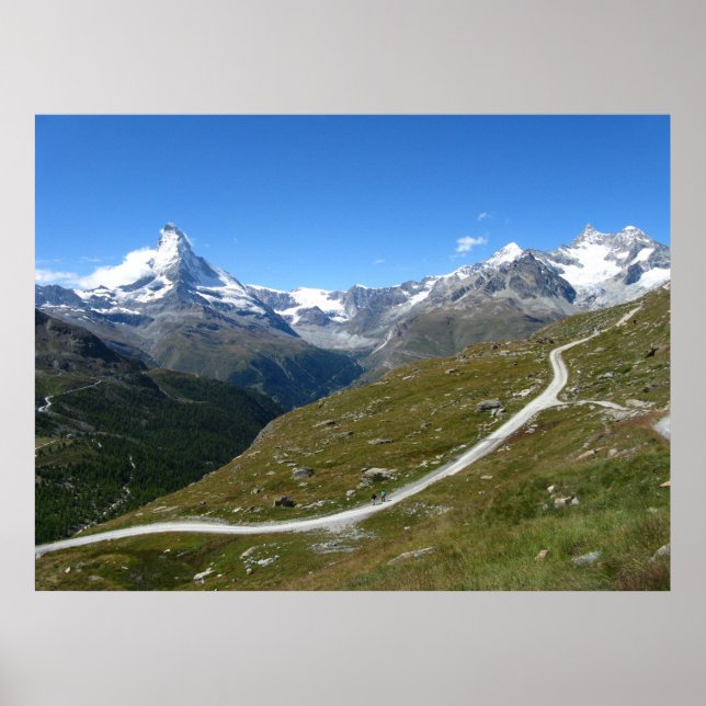 On the trail, Matterhorn View, Swiss Alps Poster (Front)