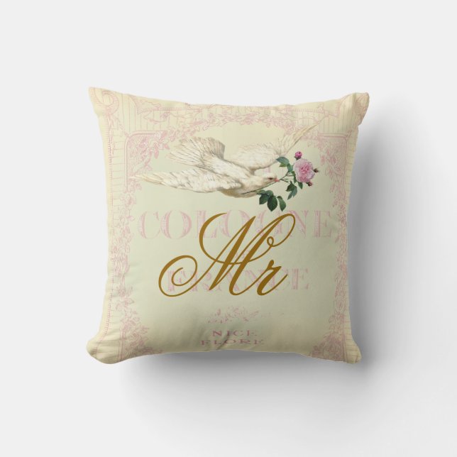 On the Wings of a Dove "Mr" Throw Pillow (Front)